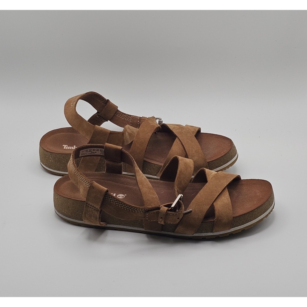 Timberland Women's Malibu Waves Ankle Strap Sandal US Size 8.5 Saddle